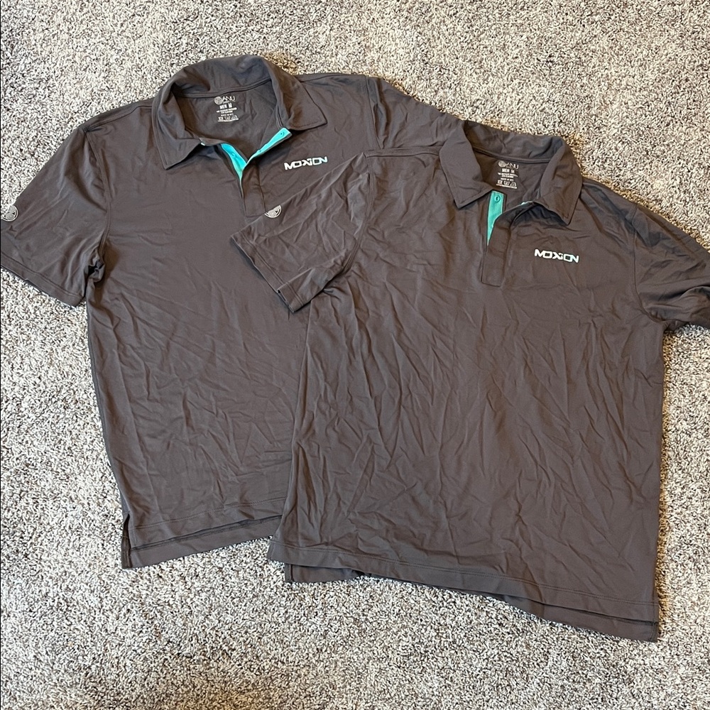 Moxion Men's Charcoal Polo Shirt with Teal Accents x 2